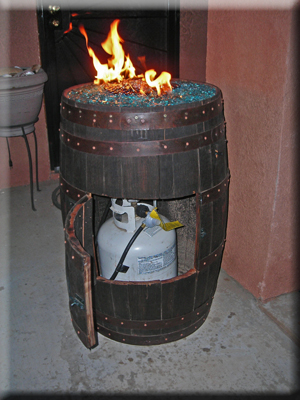 custom propane wine barrel fire pit