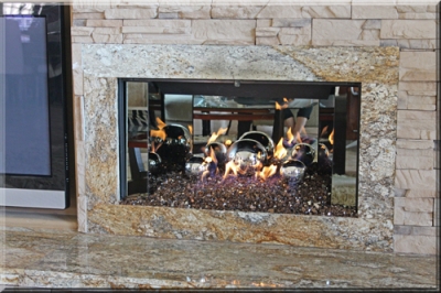 Palm Desert Fireplace with Sterling Silver Panels